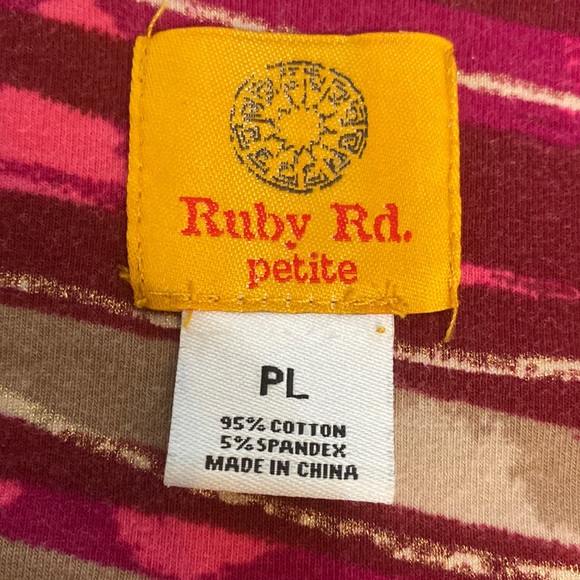 Ruby Rd. Pink/Tan quarter length sleeves blouse PL - Picture 6 of 9